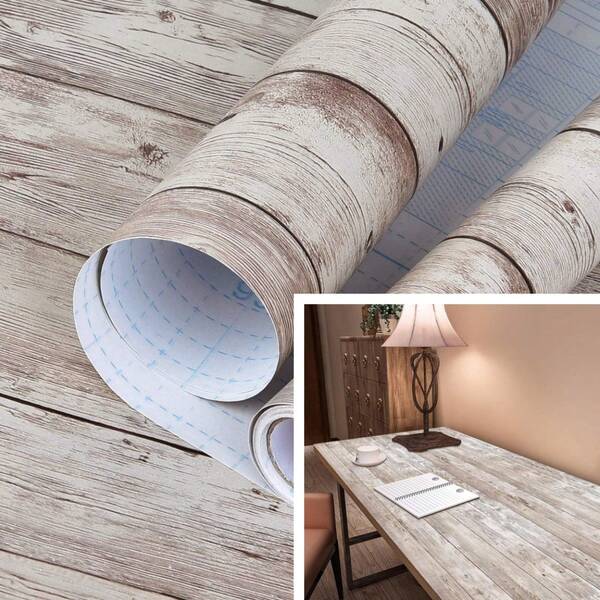 1 Rolle Holzmaserung selbstklebende Tapete, grauer Holzbrett Vinyl wasserdicht Abziehbar und Klebend Kontaktpapier für Schlafzimmer, Raumwand Dekoration, Küchenschrank und Schubladenauskleidung, Möbelrenovierung, Abdeckfolie, einfache DIY Installation, abnehmbare Tapete 45cm x 10m/5m/3m/1m Wandpapier Wandaufkleber Raumdekoration Wohnzimmerdekoration