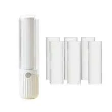 1pc Portable High-Grade ABS Material Mini Lint Remover In Cream & Contrast Color, Reusable T-Shape Fabric Clothes Pet Hair Remover, Daily Universal Pet Supplies
