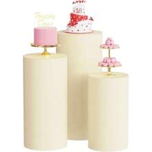 Set di 3 pezzi di alzate per dolci, supporti cilindrici flessibili (50/55/60 cm), adatti per decorazioni per feste, matrimoni o compleanni, decorazioni autunnali (include solo il tappeto da tavolo a forma di cilindro)