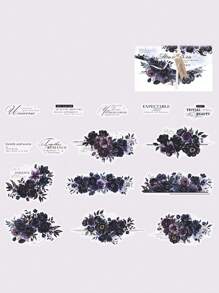 15 件/包花卉英文贴纸，用于剪贴簿，创意美学贴纸贴花，DIY 装饰材料，节日礼物，个性化裁剪贴纸，学校文具用品，用于学校用品，返校