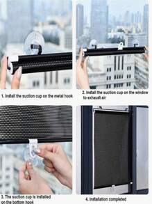 通用卷帘吸盘遮阳免钉遮光窗帘汽车卧室厨房办公室窗户遮阳窗帘