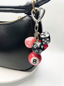 1pc Billiards 8 Ball Keychain Black/Pink/Red Creative Key Chain Personalized Bag Accessories Fun Pendant Bag/Key Universal Ornament Fashion Versatile Backpack Decor Keychain For Bag Car Accessories For Women - Multicolor - View 5