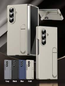 Hadaasi 1pc Multi-Color Vertical Stand Foldable Screen Metal Lens Ring Skin-Friendly Matte Business Minimalist Unisex Adjustable Stand Front Frame + Back Cover 2-In-1 Flip Case For Samsung Galaxy Z Fold 7/ Z Fold 6/Z Fold 5/Z Fold 4/Z Fold3 - Multicolor - View 2