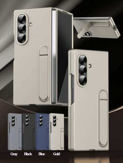 Hadaasi 1pc Multi-Color Vertical Stand Foldable Screen Metal Lens Ring Skin-Friendly Matte Business Minimalist Unisex Adjustable Stand Front Frame + Back Cover 2-In-1 Flip Case For Samsung Galaxy Z Fold 7/ Z Fold 6/Z Fold 5/Z Fold 4/Z Fold3