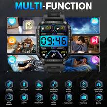 SENBONO Men's Smart Watch WithWireless Call (Make/Answer Call), Waterproof Outdoor Sport Smartwatch With LED Flashlight, Heart Rate Monitor Fitness Tracker,Camera Control,Music Control,Multi-Sport Modes Smartwatch For Android IOS - Black - View 4