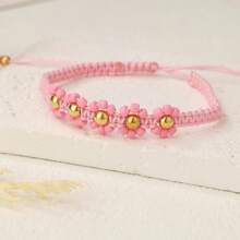 1 Set New Bohemian Mid-Section 5 Beads Floral Beaded Woven Bracelet For Women (Random Color)