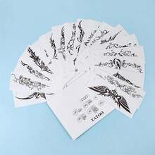 ELANE 10 Sheets Tramp Stamp Temporary Tattoo,Fake Temporary Tramp Stamp Tattoo Stickers For Women Grils Men - 19PCS-黑色 - 查看 6