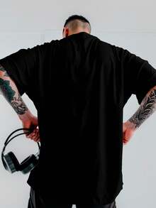 T-Shirt Shirt Streetwear Plain Premium Summer Winter Oversized T-Shirt - Negro - Ver 2