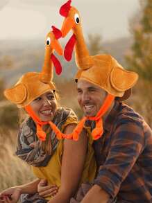 1pc Turkey Hats For Woman Man Thanksgiving Hat With Head Thanksgiving Party Favors Supplies Fun Plump Turkey Hat Legs And Tail Fancy Dress Accessory Trot Accessory Toy For Holiday Gift