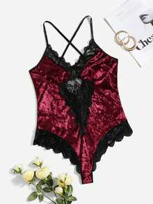 Plus Size Women Contrast Lace Hollow Out Sexy Jumpsuit for Sale ...