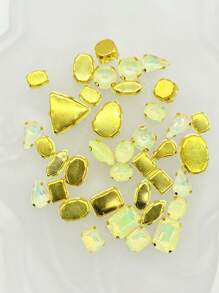 50 buc/pachet strasuri verzi colorate pentru cusut manual, cristale decorative pentru îmbrăcăminte, pantofi, pălării, genți