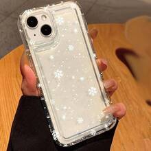 Funda de teléfono a prueba de golpes, simple, pequeña, copo de nieve, invierno, transparente, anti-caída, adecuada para Apple  14 13 12 11 XS XR X 8 7 Mini Plus Pro Max SE Series, regalo de Halloween, regalo de Pascua, cumpleaños, novia, novio, amigo o para ti mismo, protección contra caídas - 1 pieza - Ver 6