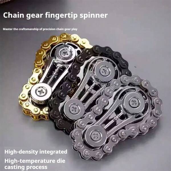 1 pieza Juguete de descompresión con engranaje/Juguete transformable/Cadena de rueda de metal Juguete antiestrés con volante de inercia/Coche volador Juguete antiansiedad de cadena de bicicleta de metal EDC para regalo