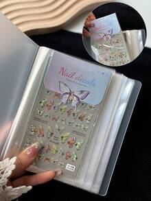 Large Capacity Nail Art Sticker Storage Album, Minimalist Japanese Style Sticker Storage Card Album, Transparent Sticker Storage Notebook, Nail Art Accessories, Nail Stickers Storage Tool (Stickers Not Included) - Multicolor - View 2