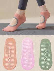 1/3/5/9 Pairs/Pack Spring And Summer Women's Thin Random Sports Socks Hollow Yoga Pilates Silicone Non-Slip Suitable For Indoor Fitness Aerobics Running Stretching Exercise With Grip Floor Socks - Multicolor - View 29