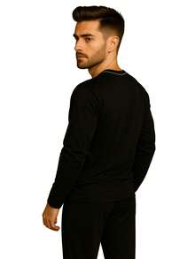 Men's Long Pajamas Adult Long Sleeve Long Pants - 黑色 - 查看 3