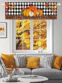 1 件感恩节短窗帘帷幔，感恩节黑白格子南瓜枫叶短窗帘，感恩节客厅餐厅咖啡厅厨房装饰半窗帘，感恩节隐私屏幕短门窗帘，秋收派对装饰横幅，感恩节快乐房间装饰背景，感恩节家居装饰，感恩节礼物派对回礼，感恩节悬挂装饰，季节装饰 - 感恩節南瓜 - 查看 7
