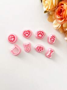 Cute Dog Cat Stud Shape Polymer Clay Cutters, Soft Pottery Clay Mold DIY Earrings Necklace Jewelry Cutting Pottery Tools-Soft Clay Cutting Mold - For Handmade Earring Making - Suitable For Beginners & Jewelry Artists, Polymer Clay Stud Earring Making Tool, Clay Jewelry Making Kit, Clay Earring Molds, Made By PLA - Pink - View 5