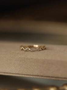 GAGAFEEL 1 件 S925 纯银心电图波浪 V 形戒指适合女性简约时尚小手指合成锆石戒指完美节日礼物 - 金色 - 查看 10