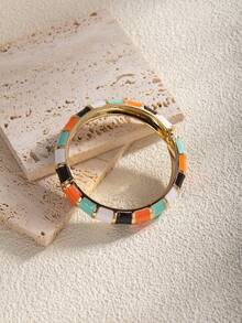 1 件时尚波西米亚风格锌合金和树脂彩色弹性手镯，适合女士 - 滴油款 - 查看 19