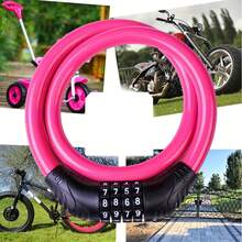 Resettable Steel Combination Lock, Applicable For Bicycle Anti-Theft Security, Multiple Colors Available (Black, Yellow, Green, Pink, Blue), PVC/Steel Wire Structure, Secure 4-Digit Combination Design, Suitable For Mountain Bike, Road Bike, E-Bike, Motorcycle Lock | Steel Wire Bicycle Lock - Resettable Bicycle Password Lock - View 12