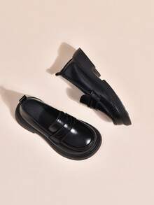 Zapatos escolares tipo Mary Jane para niñas, estilo británico colegial, mocasines, zapatos planos de moda para estudiantes - Negro - Ver 4