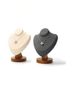 Oirlv Solid Wood Jewelry Tray Bracelet Ring Display Props Sets Jewelry Organizer Holder Necklace Display Stand Jewelry Plate-Beige - Beige - View 2