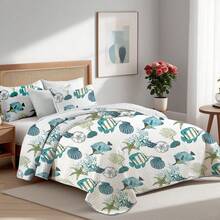 2/3 Pcs Love Floral Print Quilt Set,100% Microfiber Bedspread Set,Includes 1 Quilt,1/2 Pillowcases,Super Soft,Shrink-Proof And Fade-Resistant Bedding Set,Full/Queen Coverlet,A Must-Have For Your Room Decor In Summer,Room Decor - Vỏ cá nhỏ - Xem 3