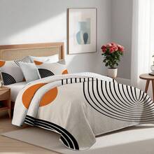 2/3 Pcs Simple Geometric Print Bedding Set(1 Quilt + 1/2 Pillowcases), Soft Microfiber, Lightweight, Breathable, Easy To Care Summer Quilt Set, Queen/King Coverlet, High-Quality Bedspread Set, Nice Room Decor - Line Round Cake - View 4