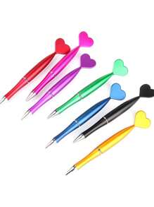 9pcs/Set Heart-Shaped Ballpoint Pens, Heart-Shaped Gel Ink Pens, Revolving Heart-Shaped Pens, School/Office Writing Supplies,For School Supplies,Back To School