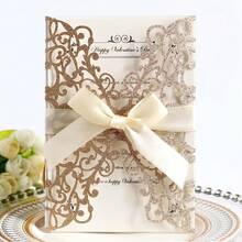 1 Stück/Goldene Zwiebel Papier Pulver Hochzeitseinladungskarte, lasergeschnittene Hohlkarte - Exquisite Grußkarte, geeignet für Hochzeiten, Verlobungen und Partys