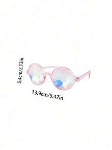 1/3pcs Kaleidoscope Music Festival Glasses Glass Prism Mosaic Eyewear Night Show Costumes With Glasses, Cute Glasses, Beach Accessories, Essential For Parties And Gatherings., Christmas,Valentine's Day Party Glasses[The Product Is Decorative Glasses, Not For Daily Use.] - Multicolor - View 2