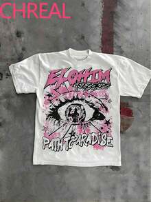 (Double Sided Printing)Y2k Style Printed Fashionable And  Soft And Comfortable Casual T-Shirt, Suitable For Both Men And Women - 白色 - 查看 1