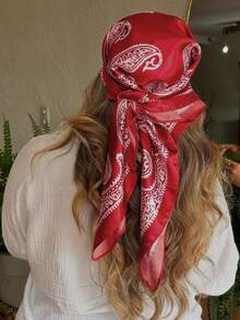 1 buc eșarfă la modă pentru femei cu șal imprimat retro, bandană pentru femei, accesoriu frumos în stil pentru rochie - Burgundia - Vizualizare 7