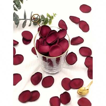 50/100/200 片丝绸玫瑰花瓣，酒红色，适用于婚礼花童篮、过道、桌面装饰、派对、五彩纸屑、新娘礼物、浪漫夜晚装饰、情人节礼物