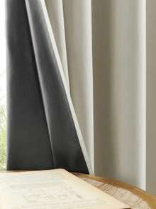 1 件 100% 遮光涂层纯色简约时尚索环装饰隔热窗帘，适用于客厅、卧室、儿童房、门帘、衣柜，防水窗帘带隔热衬里，适用于客厅、卧室、浴室、家居装饰、房间装饰，100% 遮光窗帘 - 米色 - 查看 6