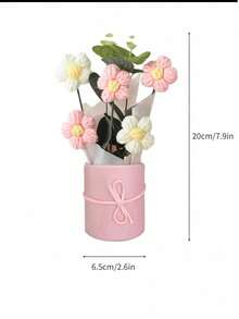 1 件手工编织多彩羊毛马卡龙花束，桉树叶花束，装在抱抱桶里，适合居家及户外装饰，礼品袋适合见面时赠送给亲朋好友，母亲节纪念礼物，情人节礼物，节日派对用品