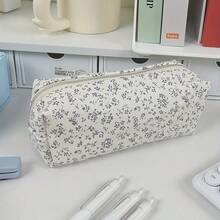 Tempat Pensil Motif Bunga yang Cerah dan Elegan - Terbuat dari Poliester Tahan Lama, Kantong Serbaguna dengan Resleting untuk Mengatur Perlengkapan Kantor, Kosmetik, dan Kebutuhan Kecantikan - Sempurna untuk Sekolah, Kerja, atau Perjalanan 1/2 buah - Putih - View 6