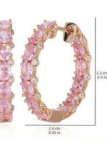 Pink Chic Earrings For Girls - Sparkling Synthesis Cubic Zirconia Accents, Ideal For Daily Wear And Gift-Giving - 金的 - 查看 6