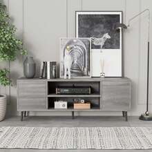 65 Inch Modern TV Stand,White&Walnut Wood Entertainment Center With Storage Drawers & Management Living Room - Gray - View 1
