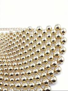 1 chiếc vòng cổ nữ bằng vàng đính hạt hình quạt khoét rỗng với họa tiết cá nhân hóa phóng đại, chất lượng cao và tuyệt đẹp dành cho nữ, vòng cổ khăn quàng cổ, vòng cổ quyến rũ, vòng cổ to bản, thích hợp cho các bữa tiệc hàng ngày của phụ nữ, trang sức phương Tây dành cho nữ - Vàng - Xem 5