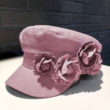 1pc Cowboy Rose Flower Navy Hat/Newsboy Hat, Retro Holiday Style, Eye-Catching And Versatile, A Must-Have For Going Out, Parties, Dates, Multiple Colors Available