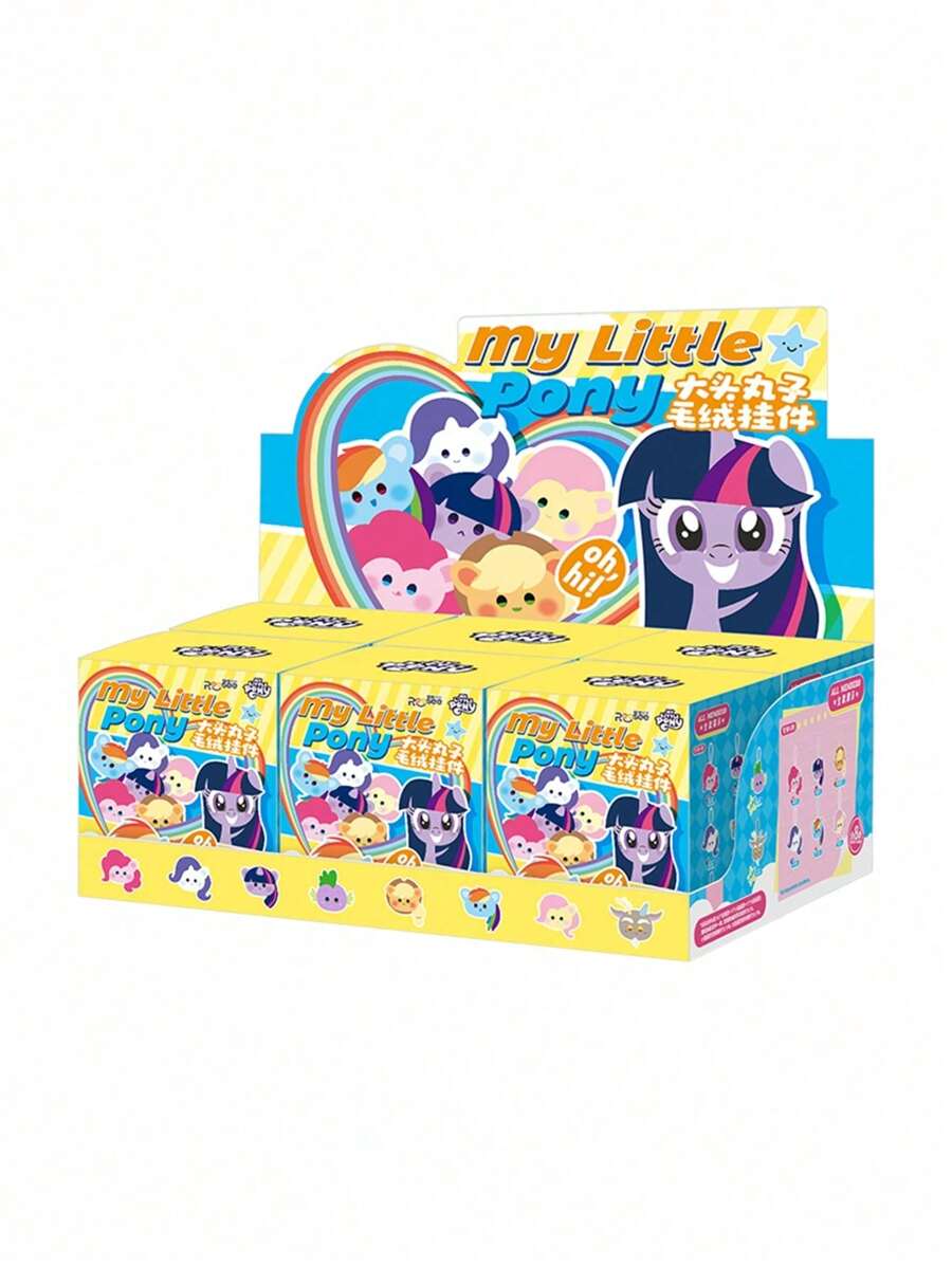 Hasbro 毛绒盲盒 - 大头毛绒肉丸系列，手机挂饰，可爱吊坠，Pinkie Pie，Twilight Sparkle，Fluttershy，Rainbow Dash，Rarity，Applejack，生日/节日惊喜礼物，粉丝礼物 | 一套，随机发货 - 彩色 - 查看 1