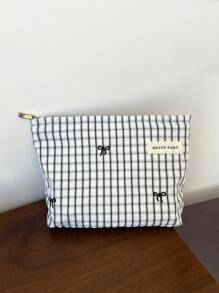 Draagbare make-uptas | Cosmeticatas | Reistas | Grote cosmetische make-uptas met strip voor meisjes | Leuke opbergtas | Cadeaus voor tienermeisjes | Zomerse make-uptas voor vrouwen | Cosmetische tas in Franse stijl | Vintage make-up organizer | Reistoilettas voor make-upkwasten, huidverzorging en gelnagellak - Perfect cadeau voor meisjes, vriendinnen, verjaardagen, bruiloften, feesten en Moederdag, Make-upbenodigdheden, Make-uptools, Opbergtas | Reisbenodigdheden
