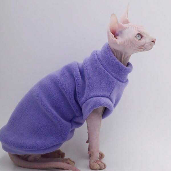 DUOMASUMI Ultra Soft Cat Sweater - Cozy Sweater Suitable For Hairless Breeds, Light Purple, Thick & Warm, Ideal For Cats, Cornish Rex, Devon Rex And Abyssinian, Machine Washable, Cat Clothing | Comfortable Sweater