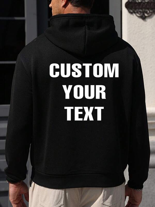 Sudadera con capucha personalizada para hombres, sube tus citas favoritas, números de la suerte, personalización de sudadera negra, sudadera con capucha casual para hombres, ropa de otoño/invierno, de vuelta a la escuela, regalo del Día de San Valentín/Día del Padre/Aniversario/Cumpleaños, regalo para él, uniforme escolar, sudadera de otoño para hombres