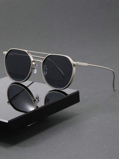 1 Pair Men's Metal Geometric Decor Fashion Glasses