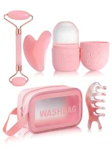 Bộ 1/2/3/5/8 con lăn massage làm mát mặt, dụng cụ massage mặt, con lăn silicon hình viên đá, lược massage, túi đựng PVC trong suốt, băng đô, con lăn massage và bảng Gua Sha dùng cho mặt, mắt, làm đẹp, chăm sóc da, spa, tự chăm sóc, dụng cụ chăm sóc da, chăm sóc da mặt, dụng cụ làm đẹp, massage, dụng cụ massage mặt, con lăn massage mặt - Nhiều màu - Xem 1