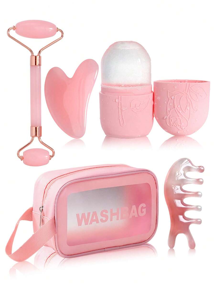 Bộ 1/2/3/5/8 con lăn massage làm mát mặt, dụng cụ massage mặt, con lăn silicon hình viên đá, lược massage, túi đựng PVC trong suốt, băng đô, con lăn massage và bảng Gua Sha dùng cho mặt, mắt, làm đẹp, chăm sóc da, spa, tự chăm sóc, dụng cụ chăm sóc da, chăm sóc da mặt, dụng cụ làm đẹp, massage, dụng cụ massage mặt, con lăn massage mặt - Nhiều màu - Xem 1