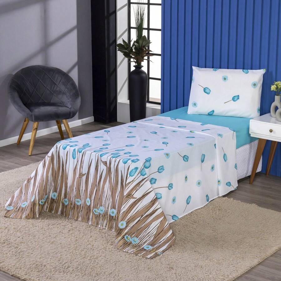 3-Piece Single Bed Set 100% Cotton 180 Thread Count - CL04 - View 1